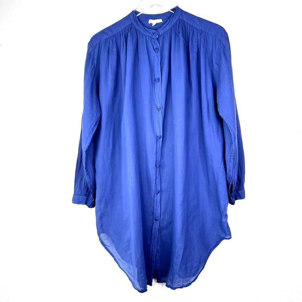 Skin 100% Cotton Semi-Sheer Lightweight Button Down Tunic Long Sleeve 0 XS